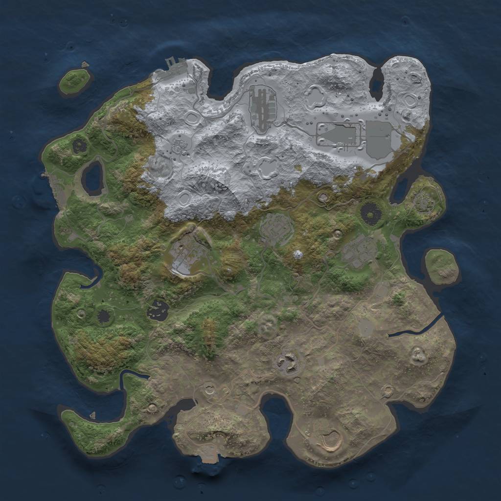 Rust Map: Procedural Map, Size: 3500, Seed: 264039130, 16 Monuments