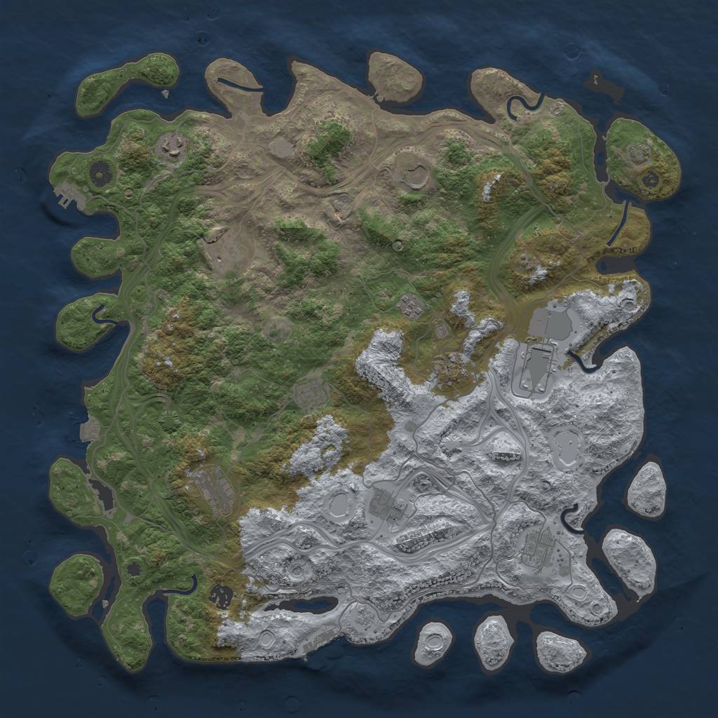 Rust Map: Procedural Map, Size: 4500, Seed: 711848798, 19 Monuments