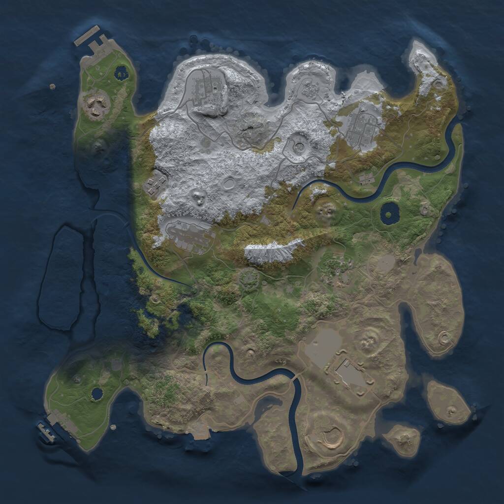 Rust Map: Procedural Map, Size: 3500, Seed: 897351100, 14 Monuments