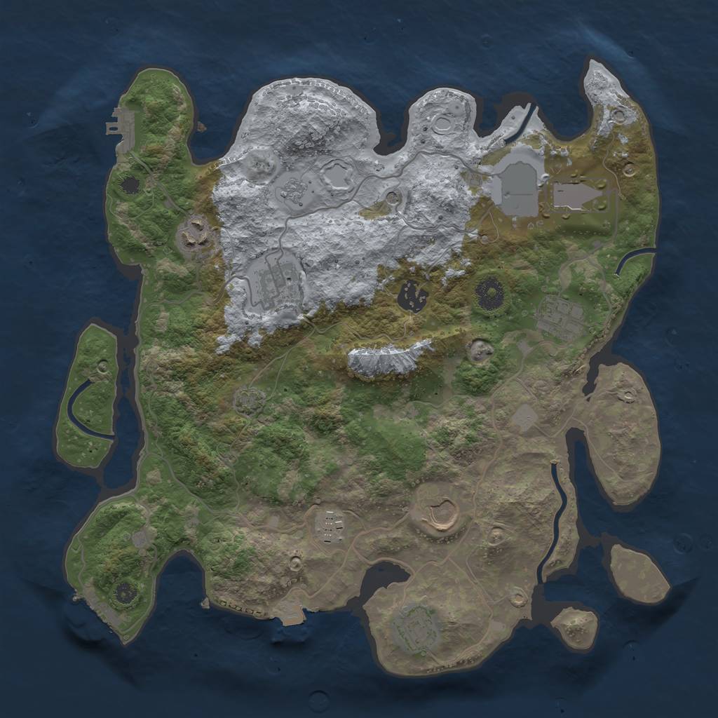 Rust Map: Procedural Map, Size: 3500, Seed: 897351100, 16 Monuments