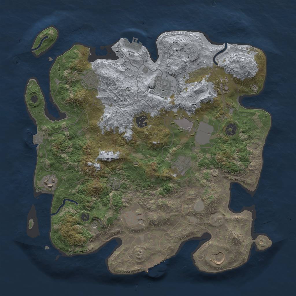Rust Map: Procedural Map, Size: 3600, Seed: 1924925635, 17 Monuments