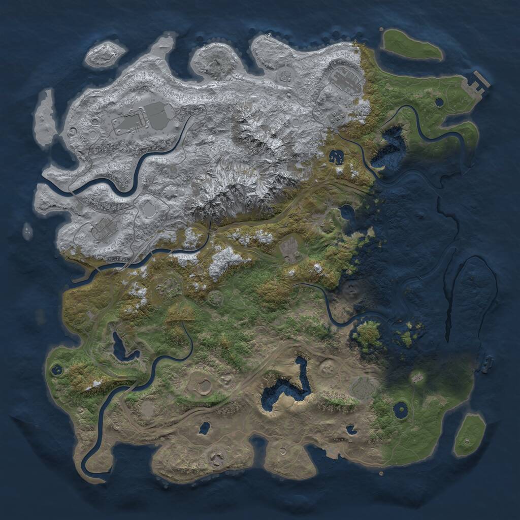 Rust Map: Procedural Map, Size: 5000, Seed: 208124735, 16 Monuments