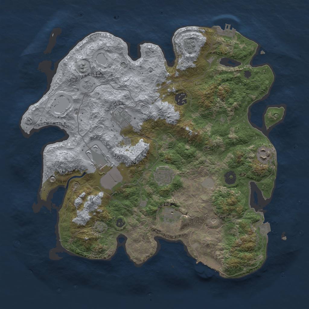 Rust Map: Procedural Map, Size: 3600, Seed: 912953777, 15 Monuments