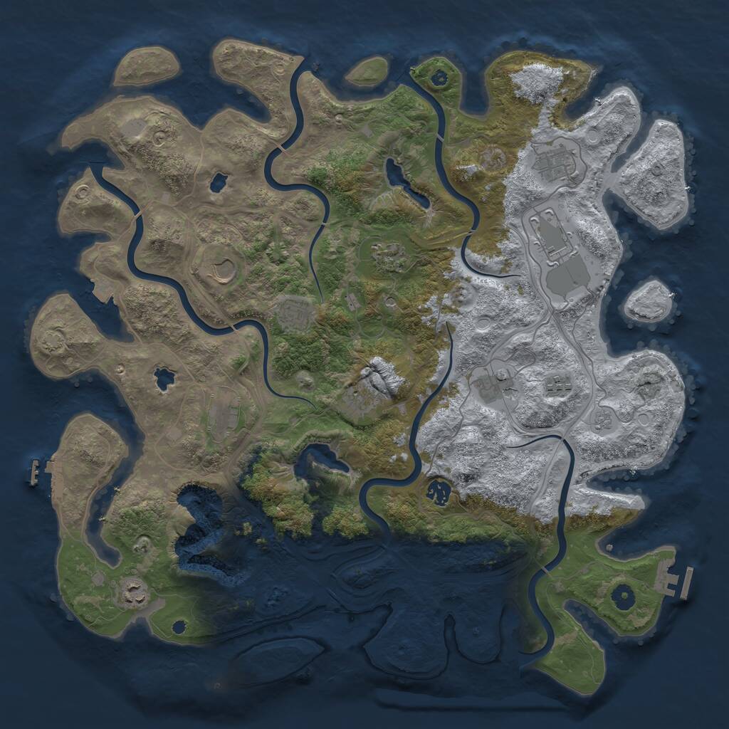 Rust Map: Procedural Map, Size: 4500, Seed: 1217755846, 17 Monuments