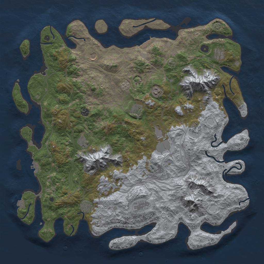 Rust Map: Procedural Map, Size: 5000, Seed: 30345, 19 Monuments