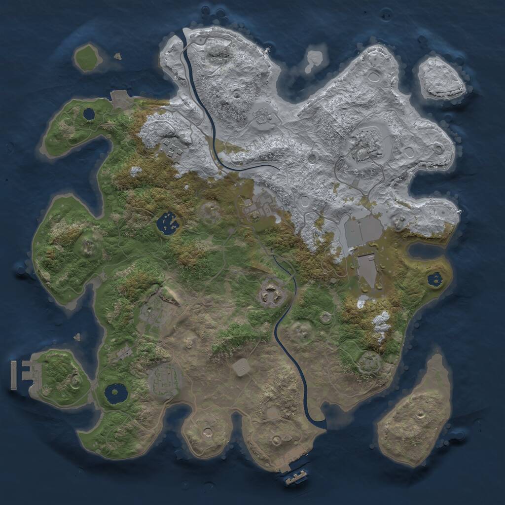 Rust Map: Procedural Map, Size: 3500, Seed: 1780887199, 14 Monuments