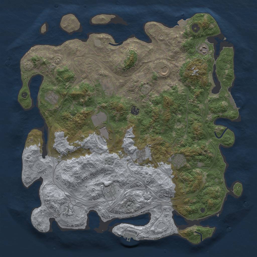 Rust Map: Procedural Map, Size: 4500, Seed: 1946234153, 19 Monuments