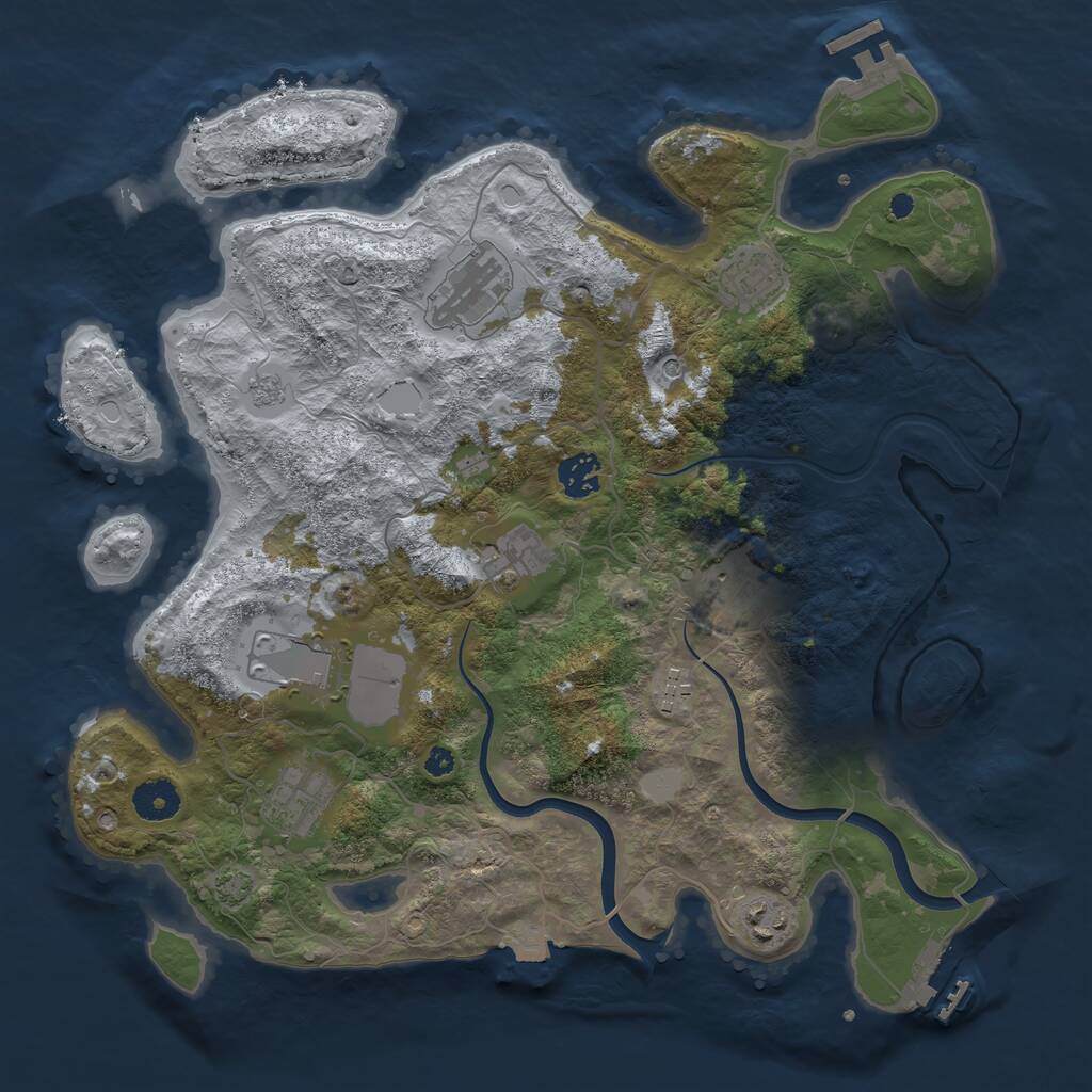 Rust Map: Procedural Map, Size: 3700, Seed: 1292353408, 15 Monuments