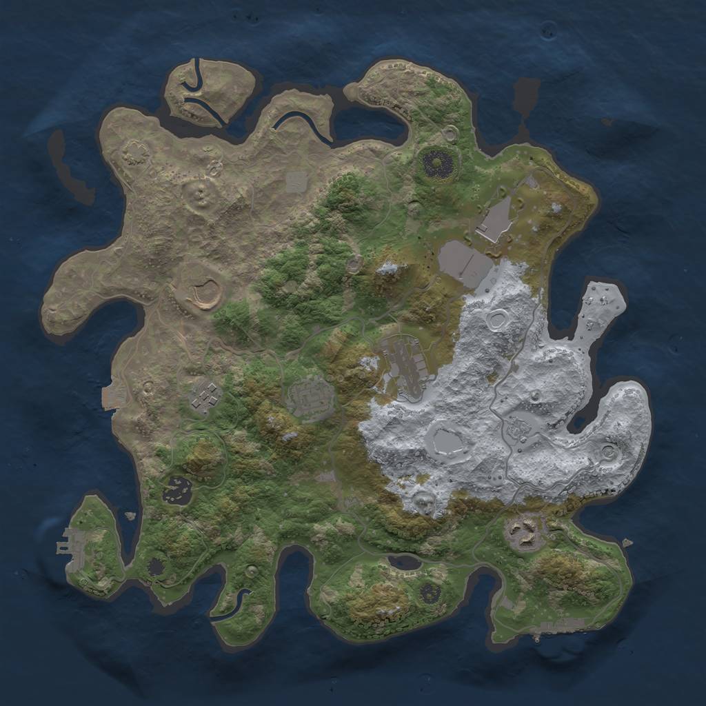 Rust Map: Procedural Map, Size: 3500, Seed: 9373217, 15 Monuments