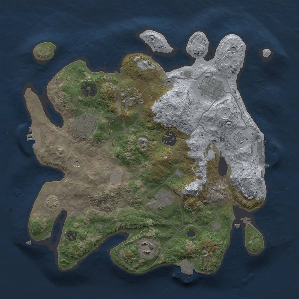 Rust Map: Procedural Map, Size: 3000, Seed: 911812330, 14 Monuments
