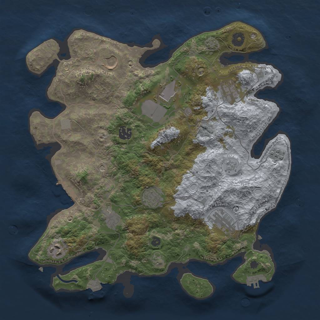 Rust Map: Procedural Map, Size: 3500, Seed: 968132000, 17 Monuments