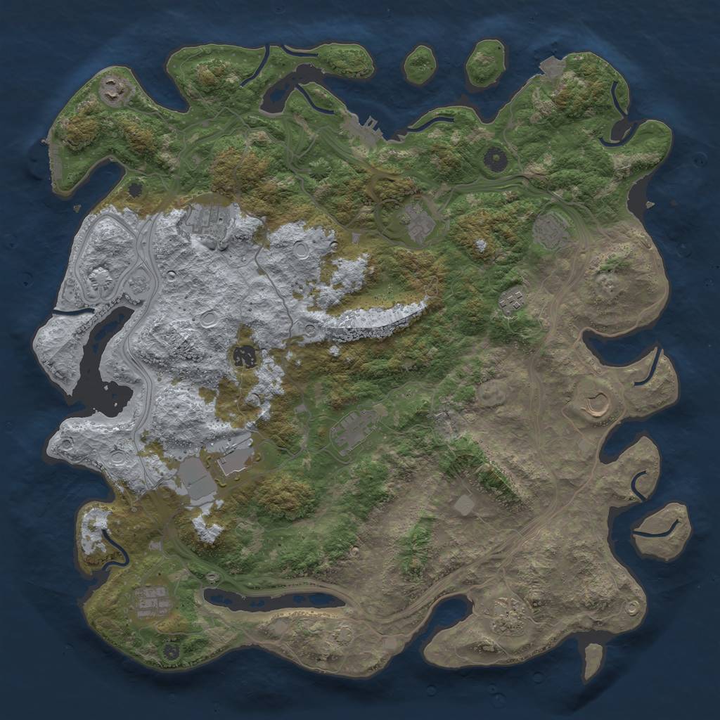 Rust Map: Procedural Map, Size: 4500, Seed: 1740713294, 19 Monuments