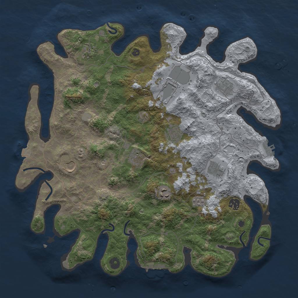 Rust Map: Procedural Map, Size: 4000, Seed: 75392, 18 Monuments