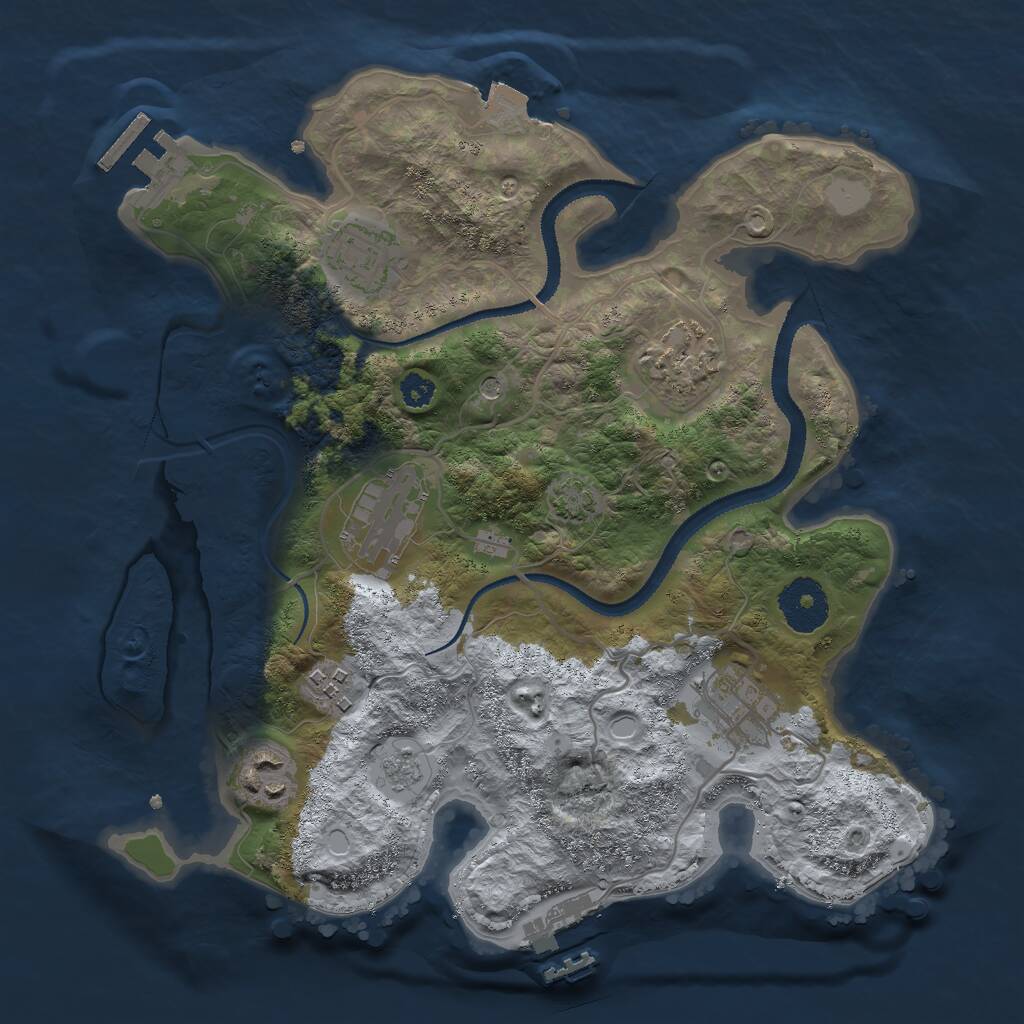 Rust Map: Procedural Map, Size: 3000, Seed: 59439, 12 Monuments