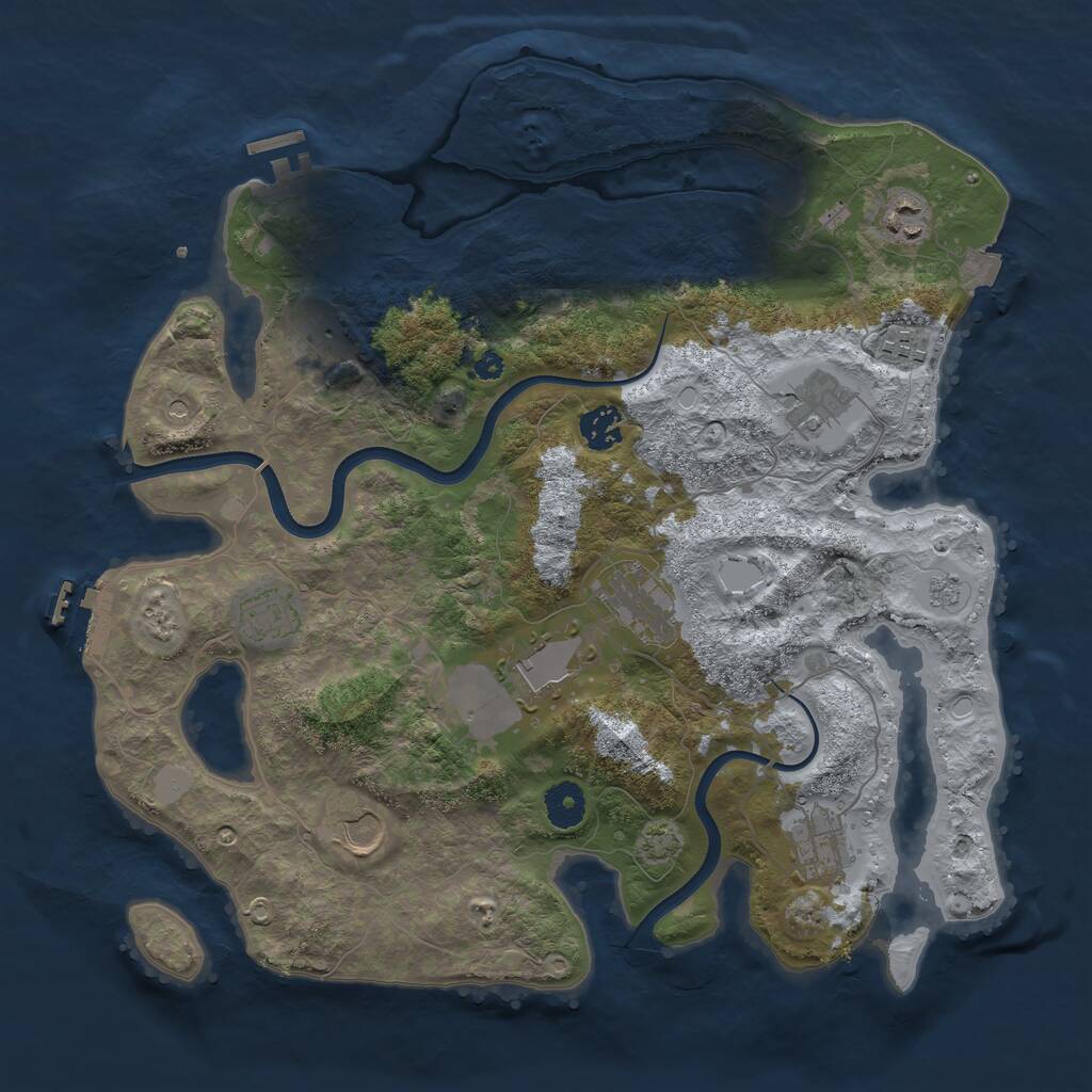 Rust Map: Procedural Map, Size: 3750, Seed: 848435026, 16 Monuments