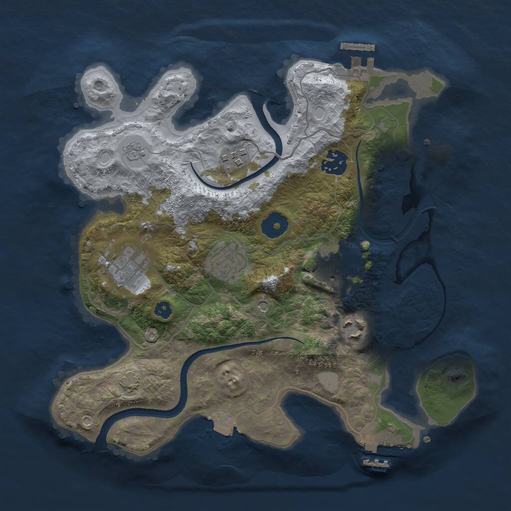 Rust Map: Procedural Map, Size: 3000, Seed: 994839772, 12 Monuments