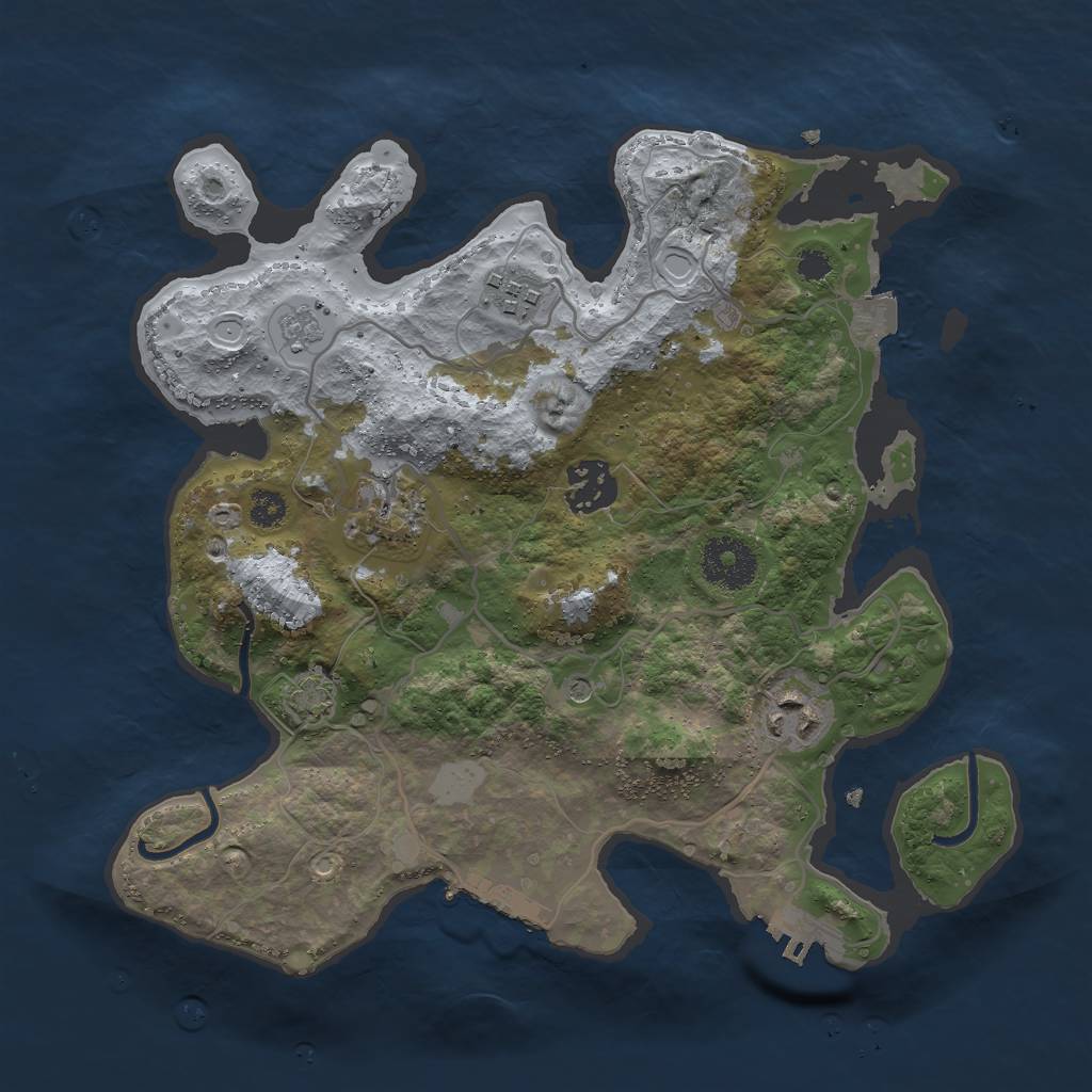 Rust Map: Procedural Map, Size: 3000, Seed: 994839772, 12 Monuments