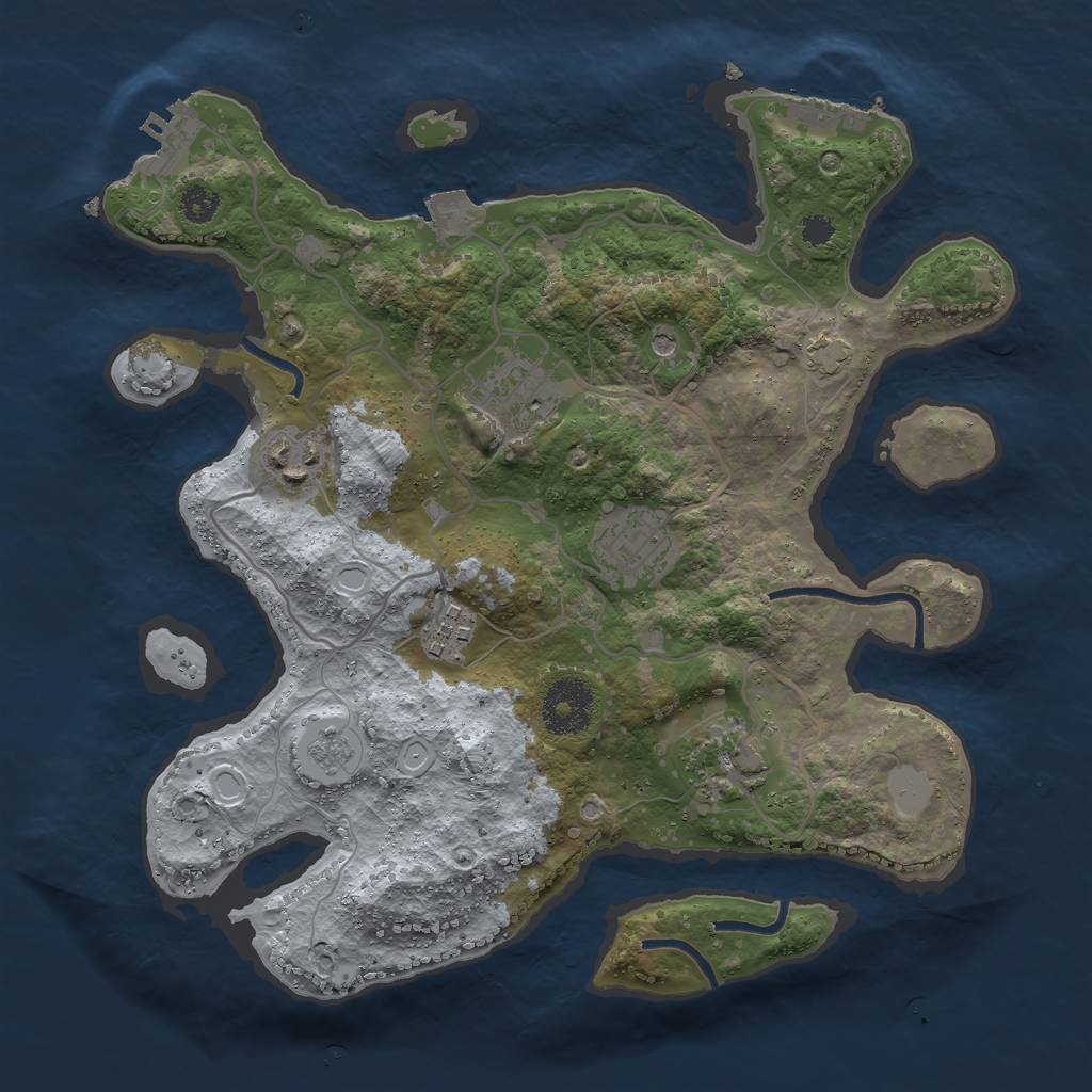 Rust Map: Procedural Map, Size: 3000, Seed: 73745262, 13 Monuments