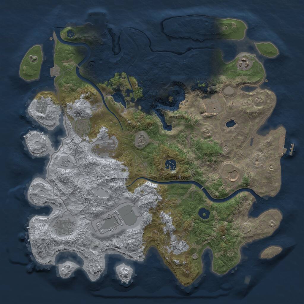 Rust Map: Procedural Map, Size: 4000, Seed: 702682480, 16 Monuments