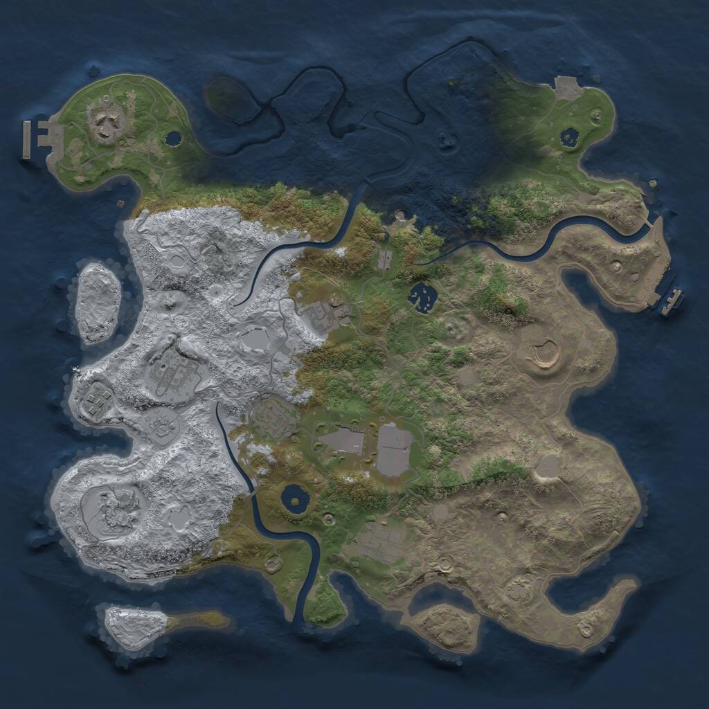 Rust Map: Procedural Map, Size: 3750, Seed: 440611113, 16 Monuments