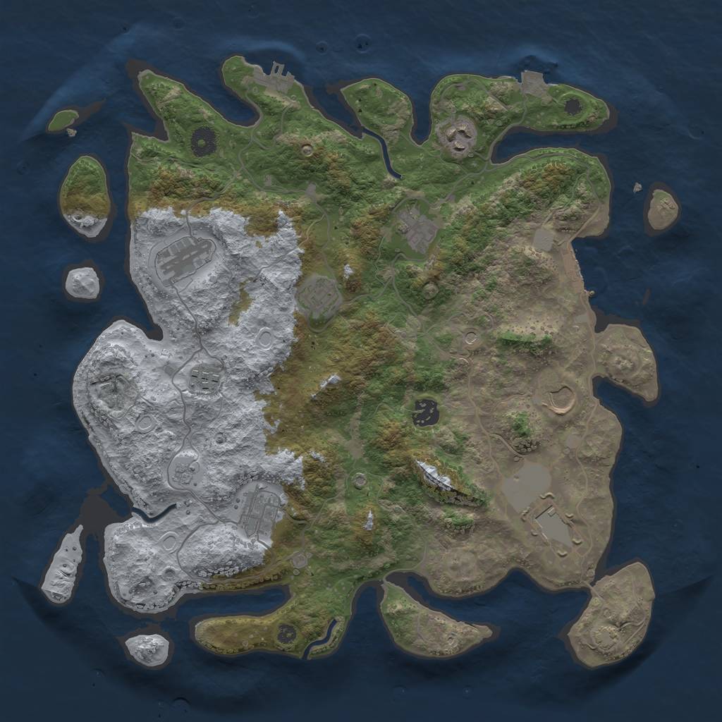Rust Map: Procedural Map, Size: 3850, Seed: 2052620930, 17 Monuments
