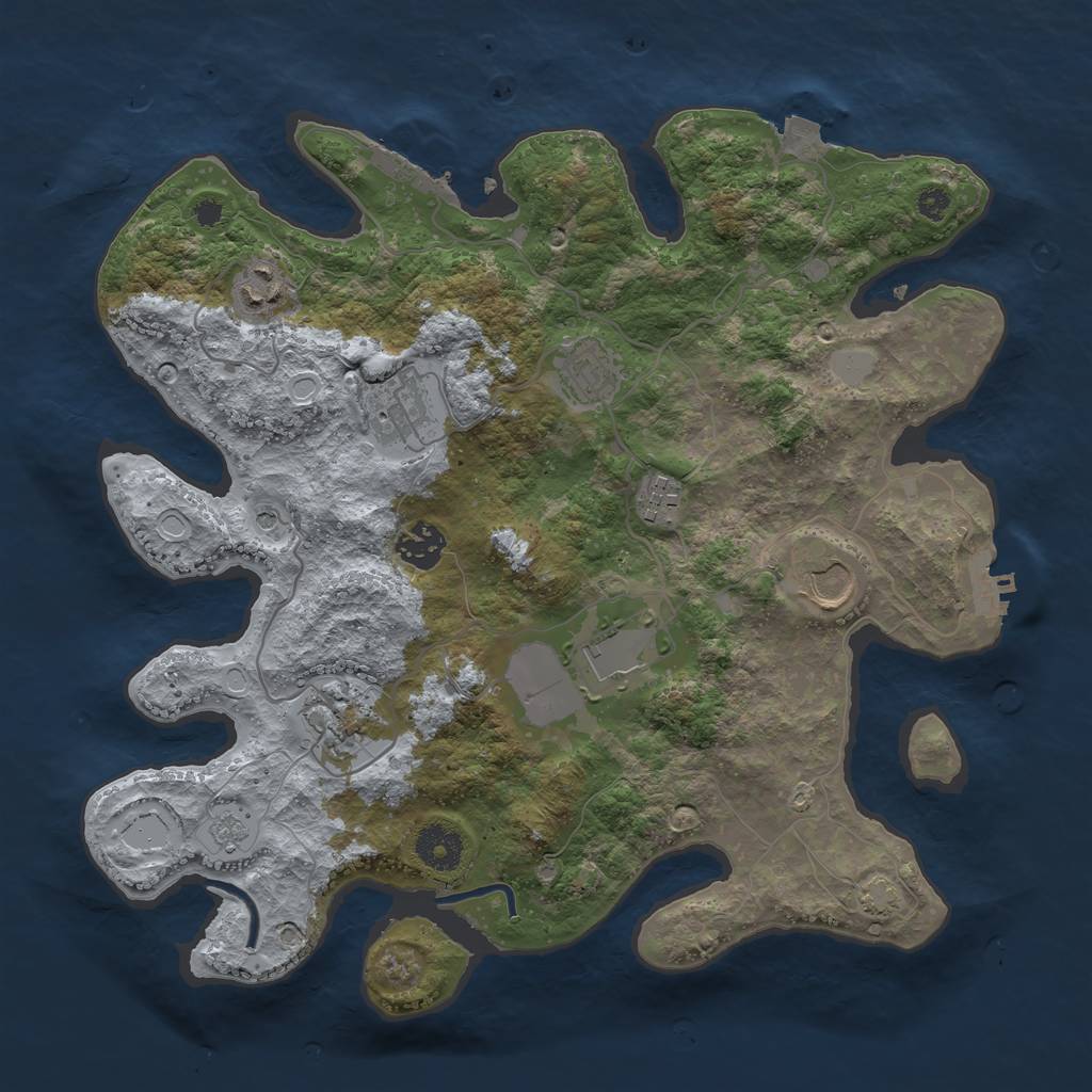 Rust Map: Procedural Map, Size: 3500, Seed: 7136, 16 Monuments