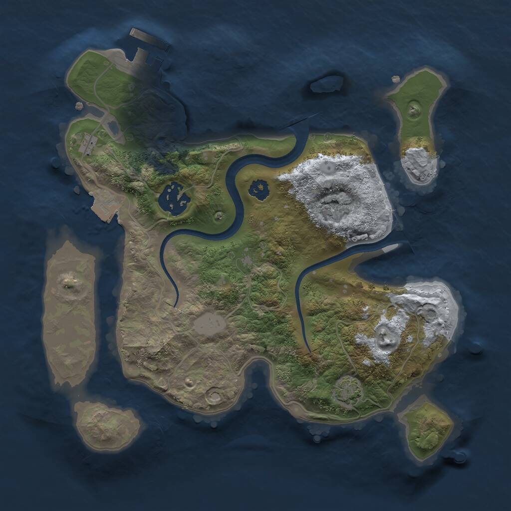 Rust Map: Procedural Map, Size: 2500, Seed: 1577152893, 4 Monuments