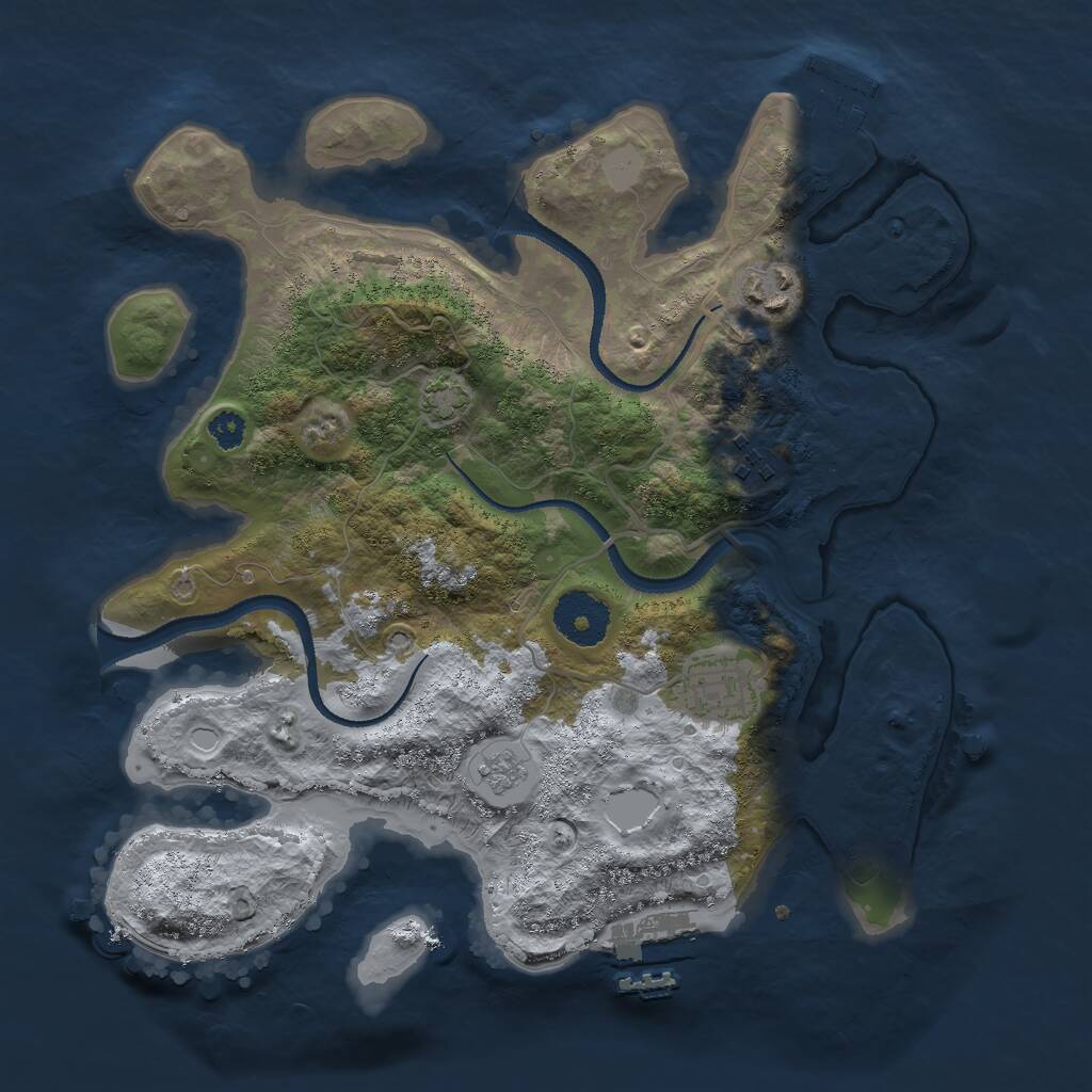 Rust Map: Procedural Map, Size: 3000, Seed: 24278, 8 Monuments