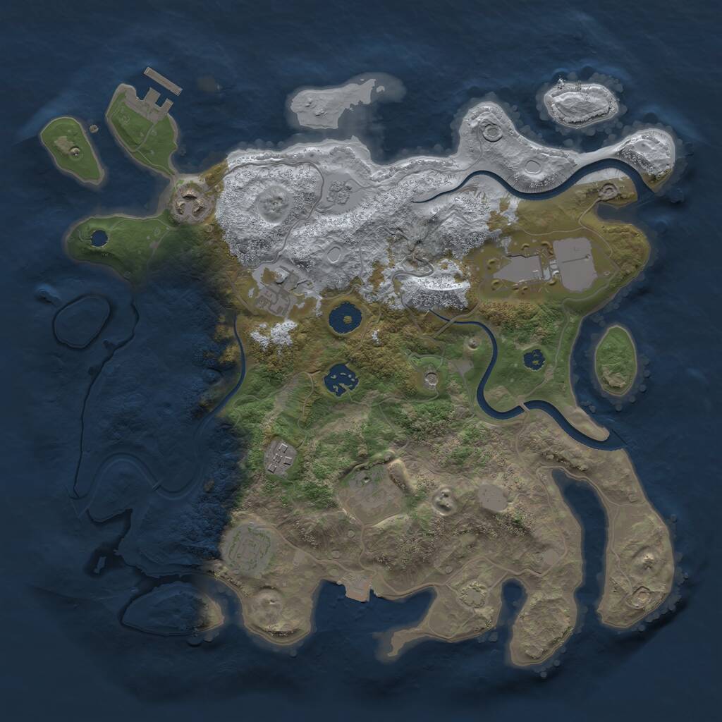 Rust Map: Procedural Map, Size: 3500, Seed: 1096087160, 12 Monuments