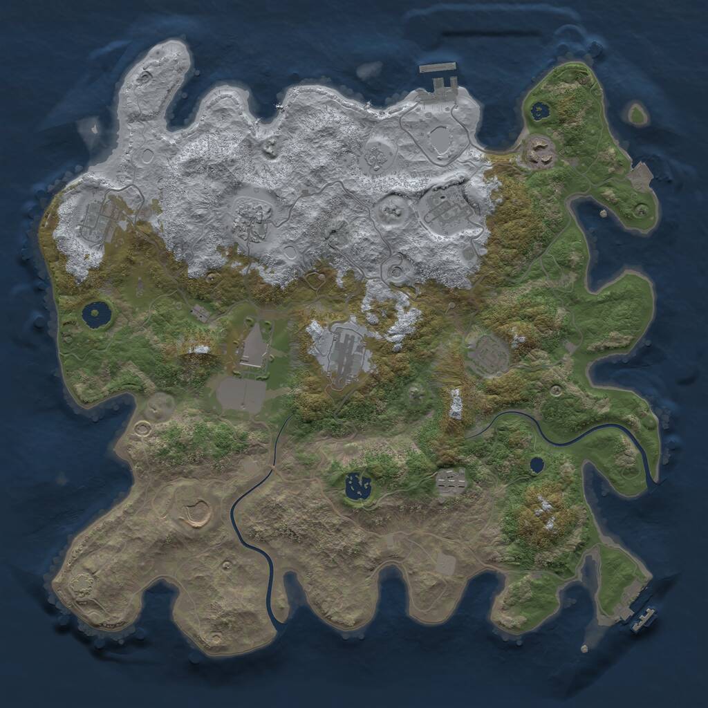 Rust Map: Procedural Map, Size: 3900, Seed: 88881688, 16 Monuments