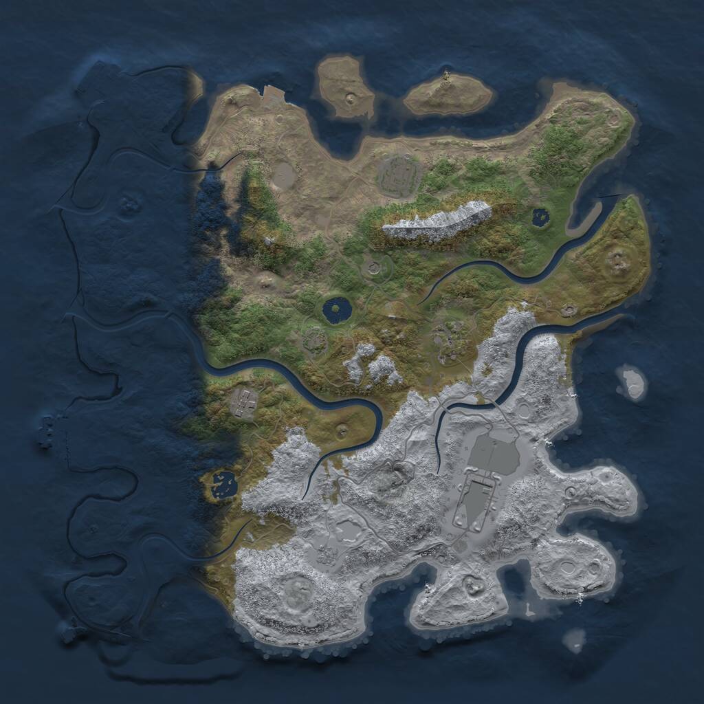 Rust Map: Procedural Map, Size: 3850, Seed: 76593786, 11 Monuments