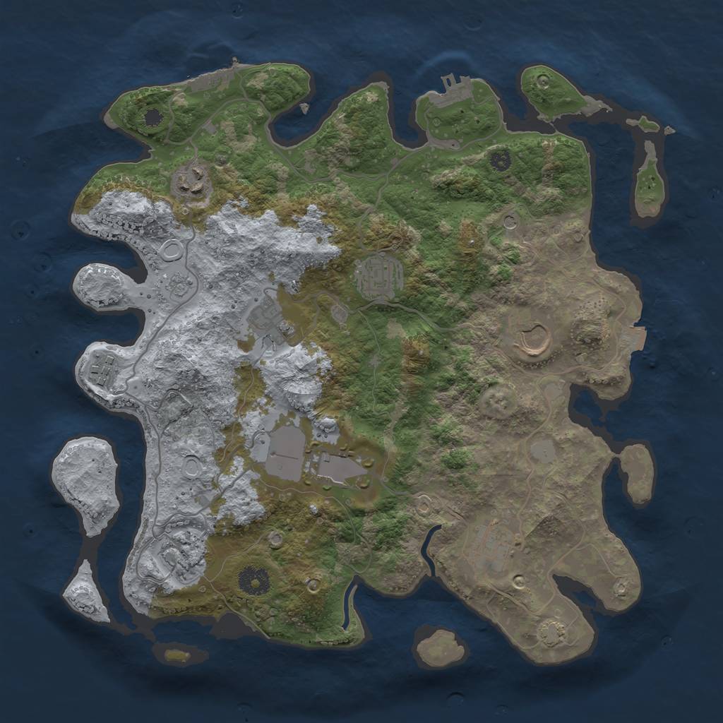 Rust Map: Procedural Map, Size: 3500, Seed: 83584109, 16 Monuments