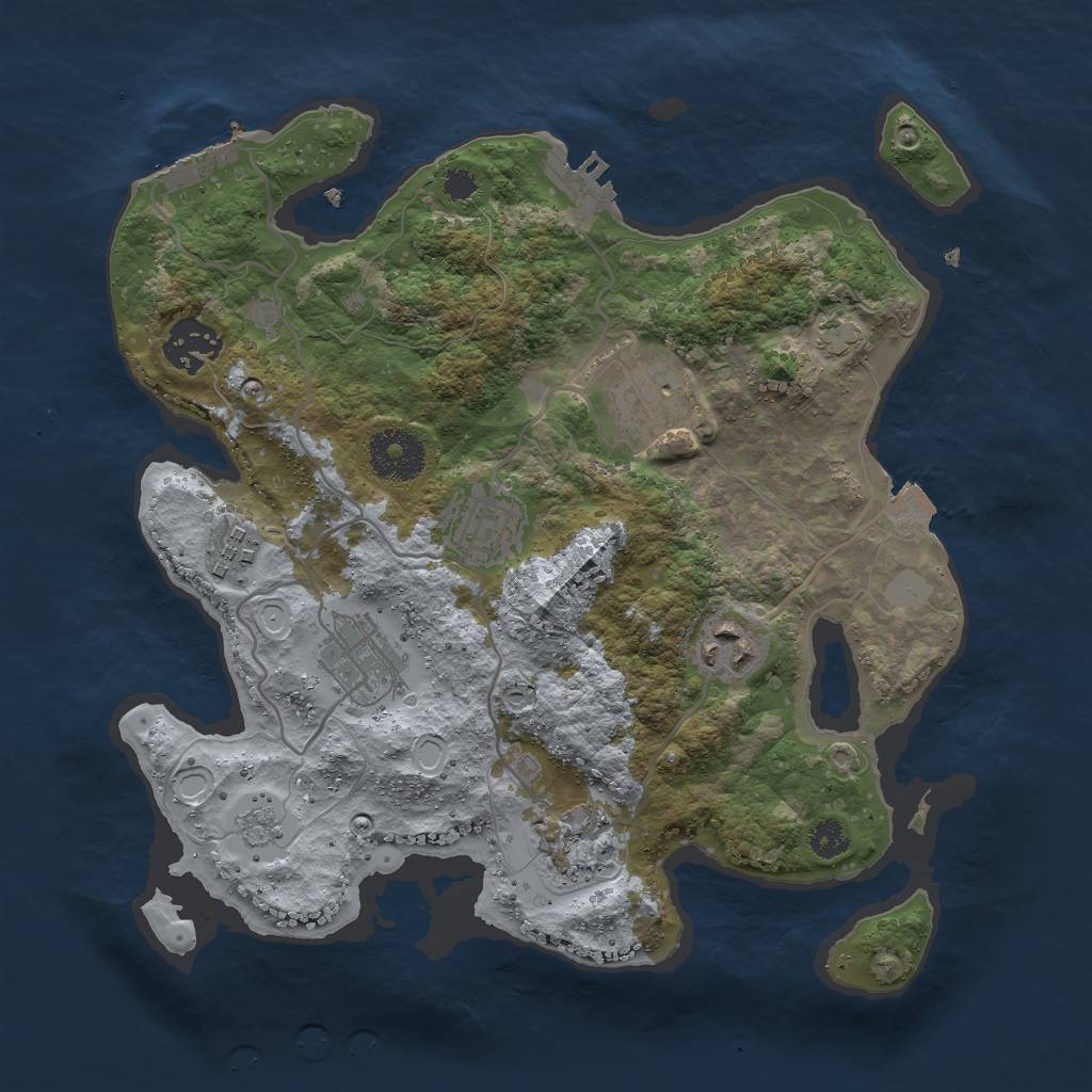 Rust Map: Procedural Map, Size: 3000, Seed: 1011641783, 14 Monuments