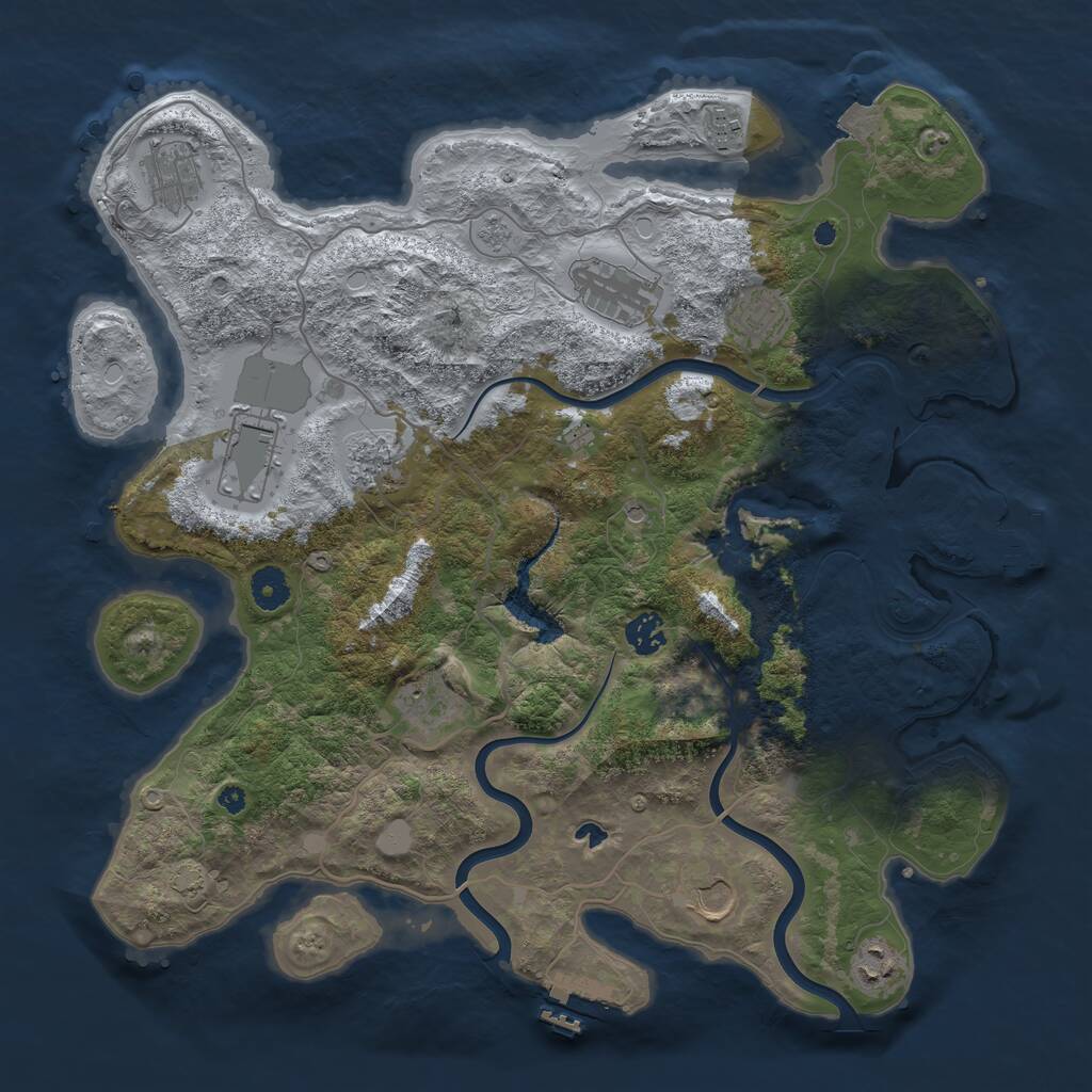 Rust Map: Procedural Map, Size: 4000, Seed: 46266864, 16 Monuments