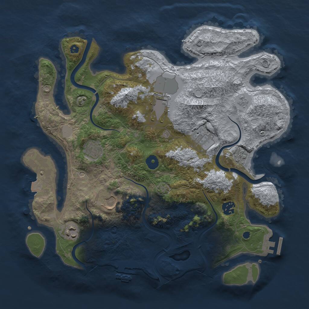 Rust Map: Procedural Map, Size: 3500, Seed: 69747430, 13 Monuments