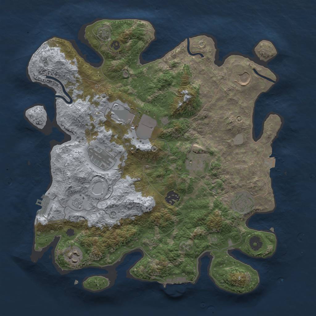 Rust Map: Procedural Map, Size: 3500, Seed: 988336255, 15 Monuments