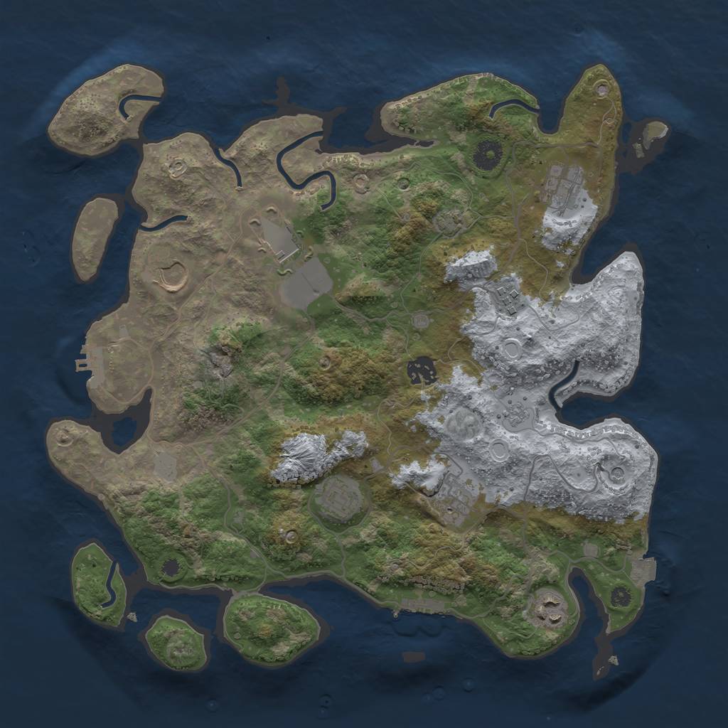 Rust Map: Procedural Map, Size: 3650, Seed: 1992524880, 16 Monuments