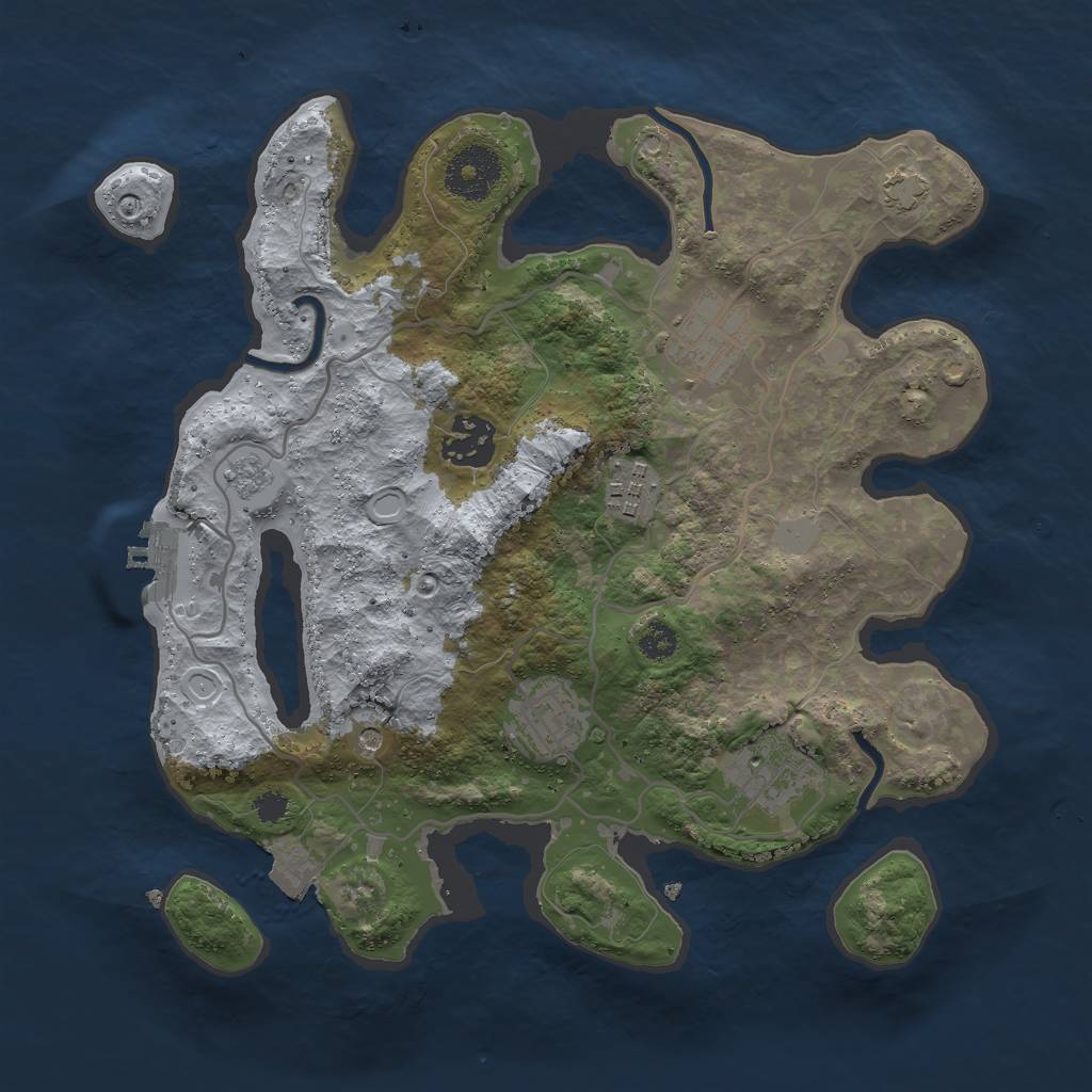 Rust Map: Procedural Map, Size: 3000, Seed: 1238391168, 12 Monuments