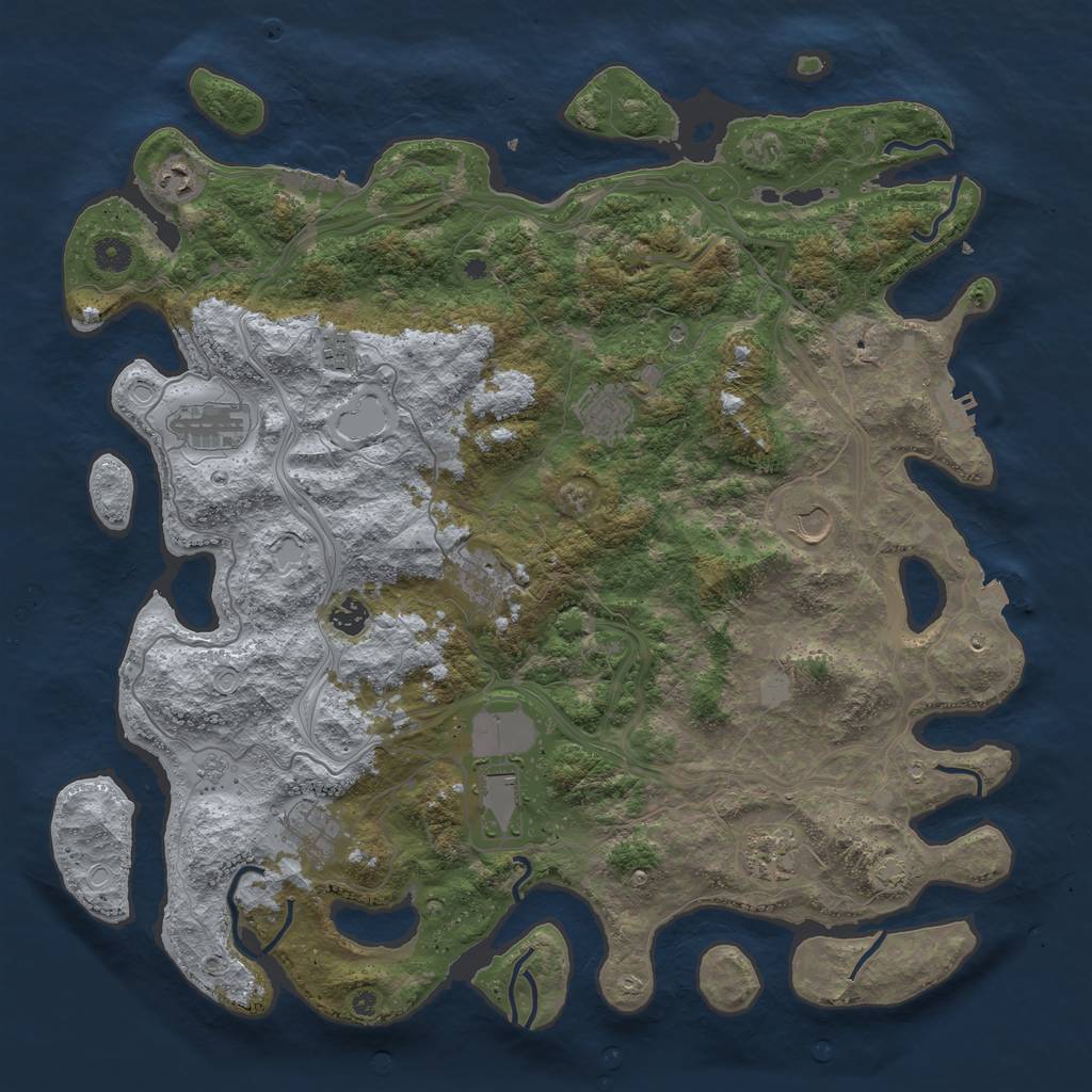 Rust Map: Procedural Map, Size: 4500, Seed: 719285935, 18 Monuments
