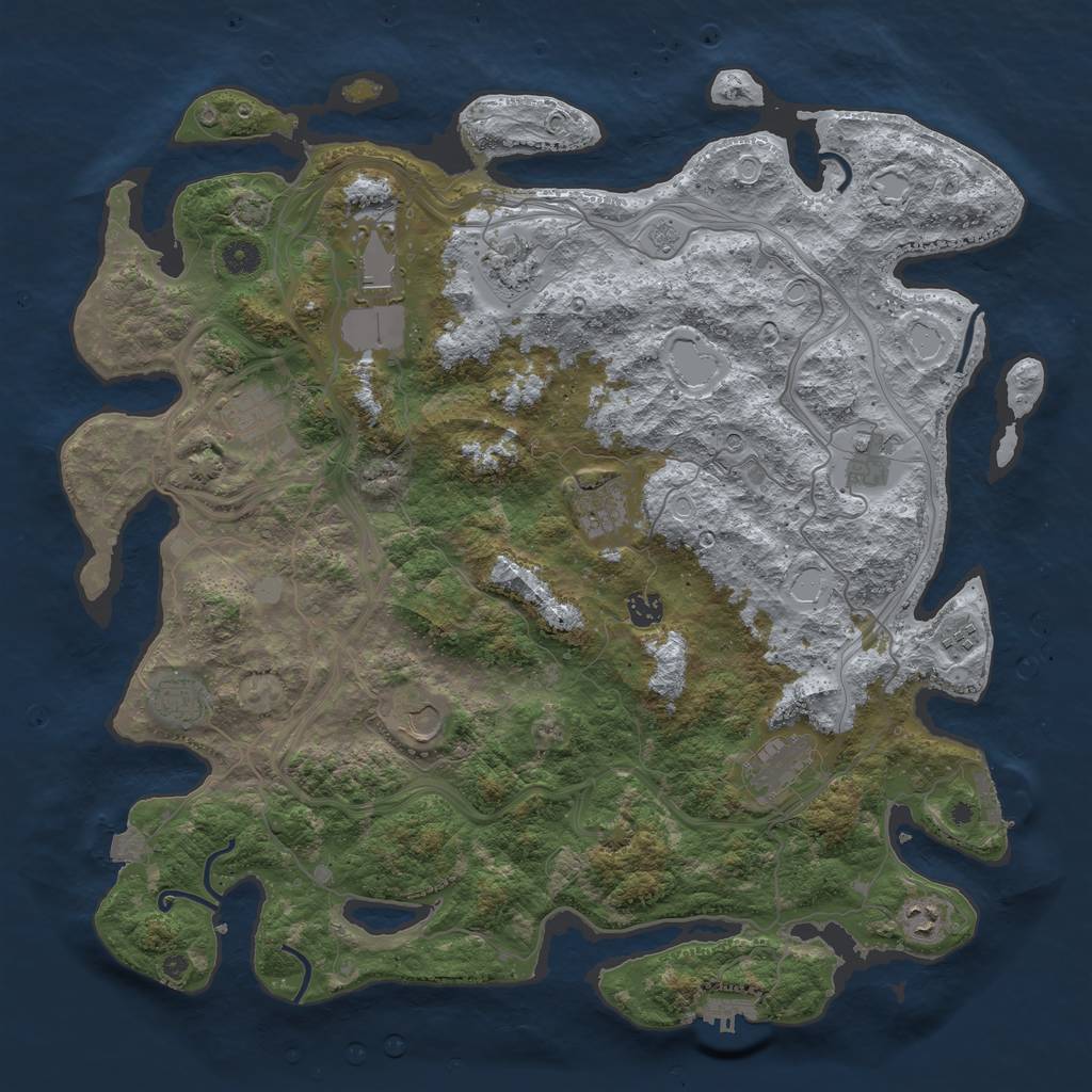 Rust Map: Procedural Map, Size: 4500, Seed: 1221509801, 19 Monuments