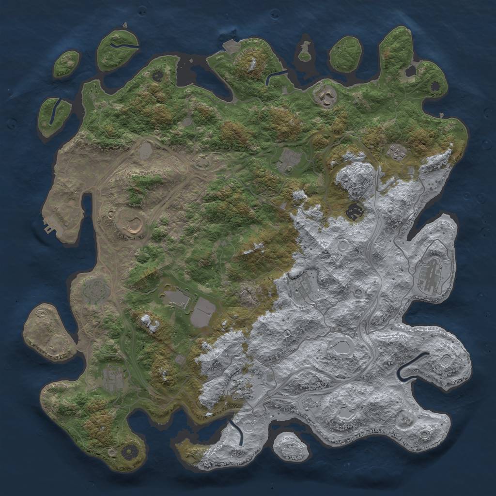 Rust Map: Procedural Map, Size: 4550, Seed: 416422765, 18 Monuments