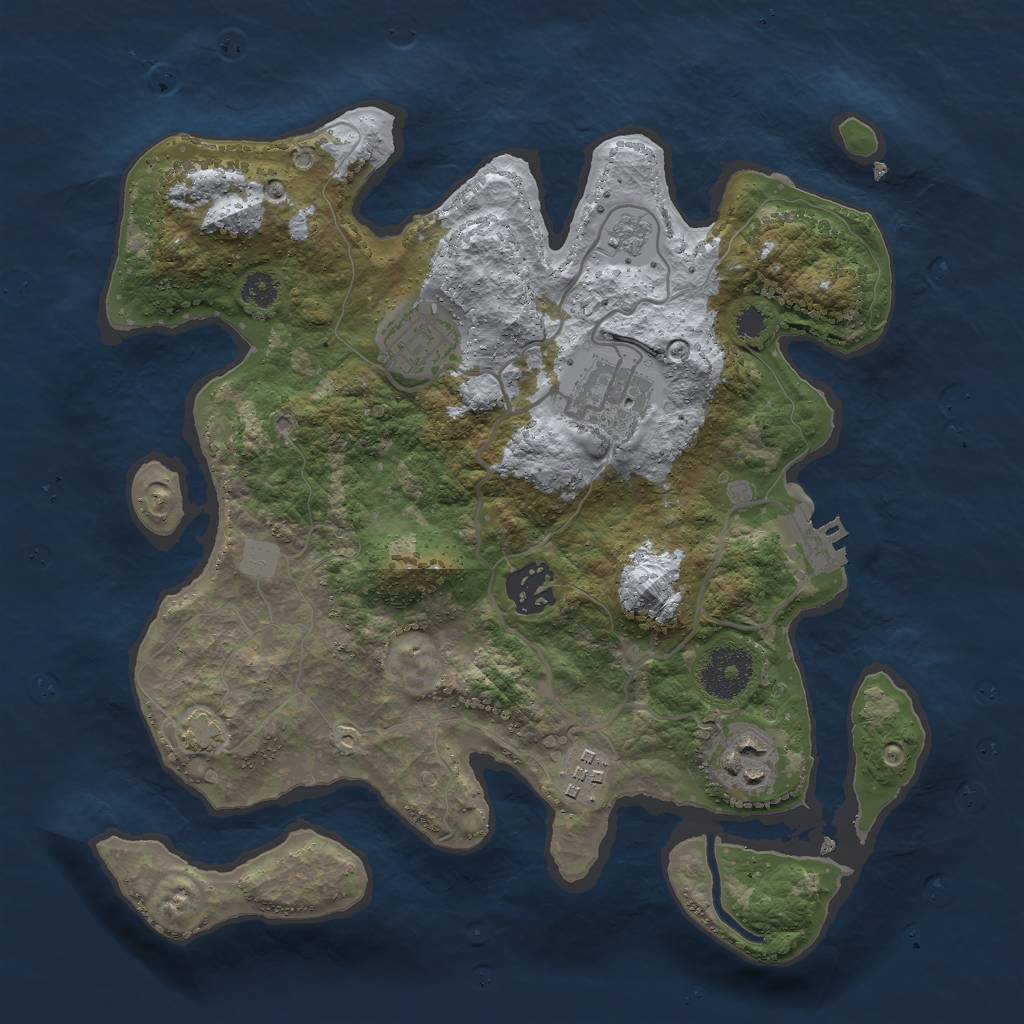 Rust Map: Procedural Map, Size: 3000, Seed: 1002488350, 11 Monuments