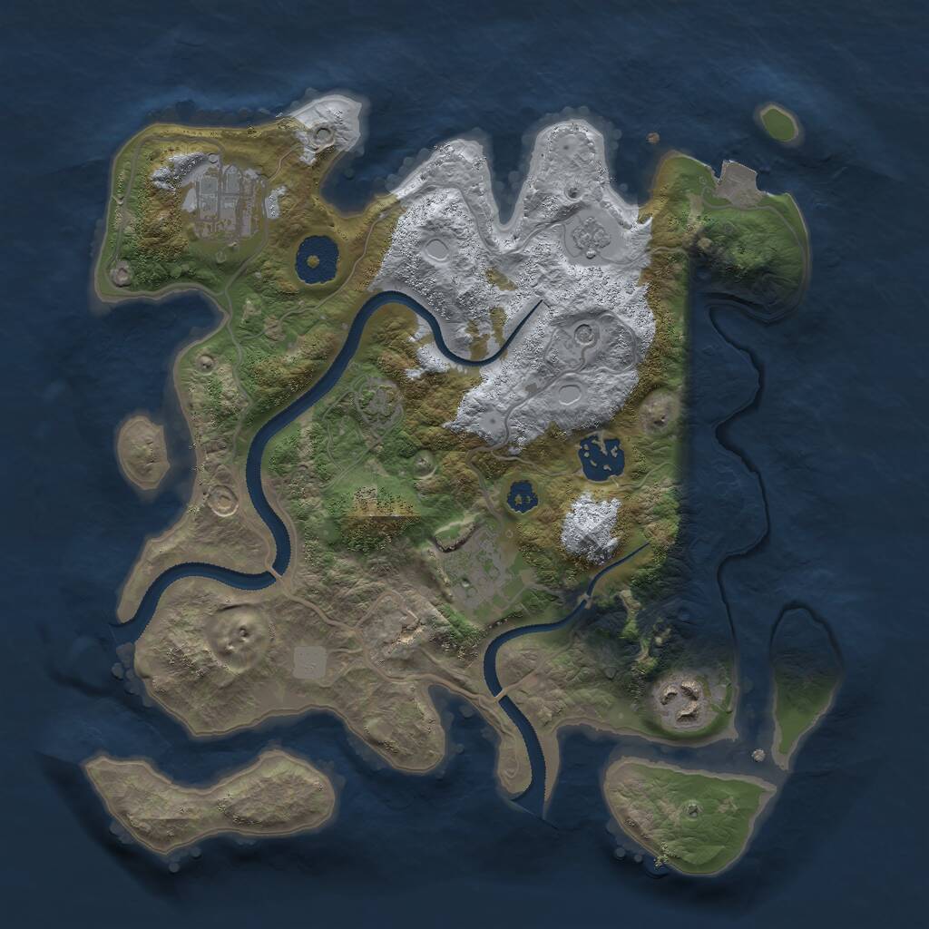Rust Map: Procedural Map, Size: 3000, Seed: 1002488350, 8 Monuments