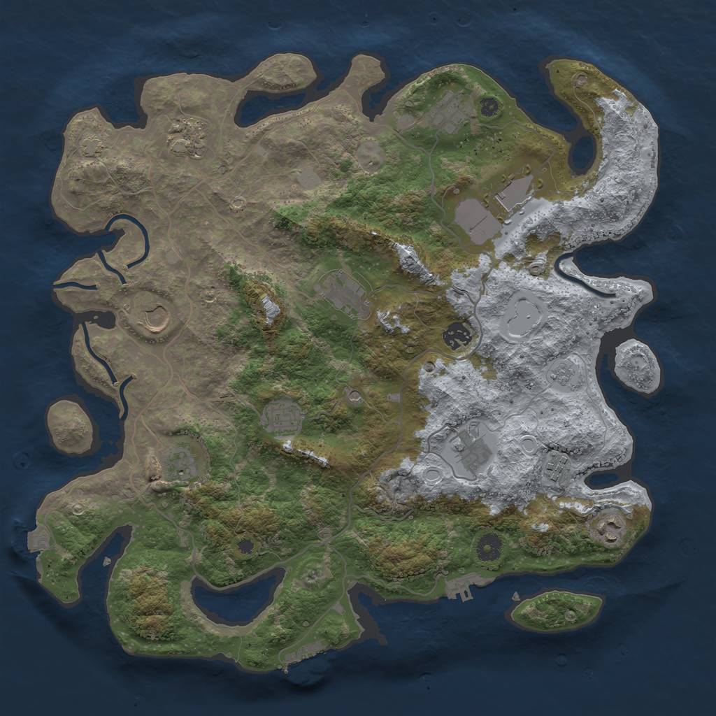 Rust Map: Procedural Map, Size: 4000, Seed: 122474562, 19 Monuments