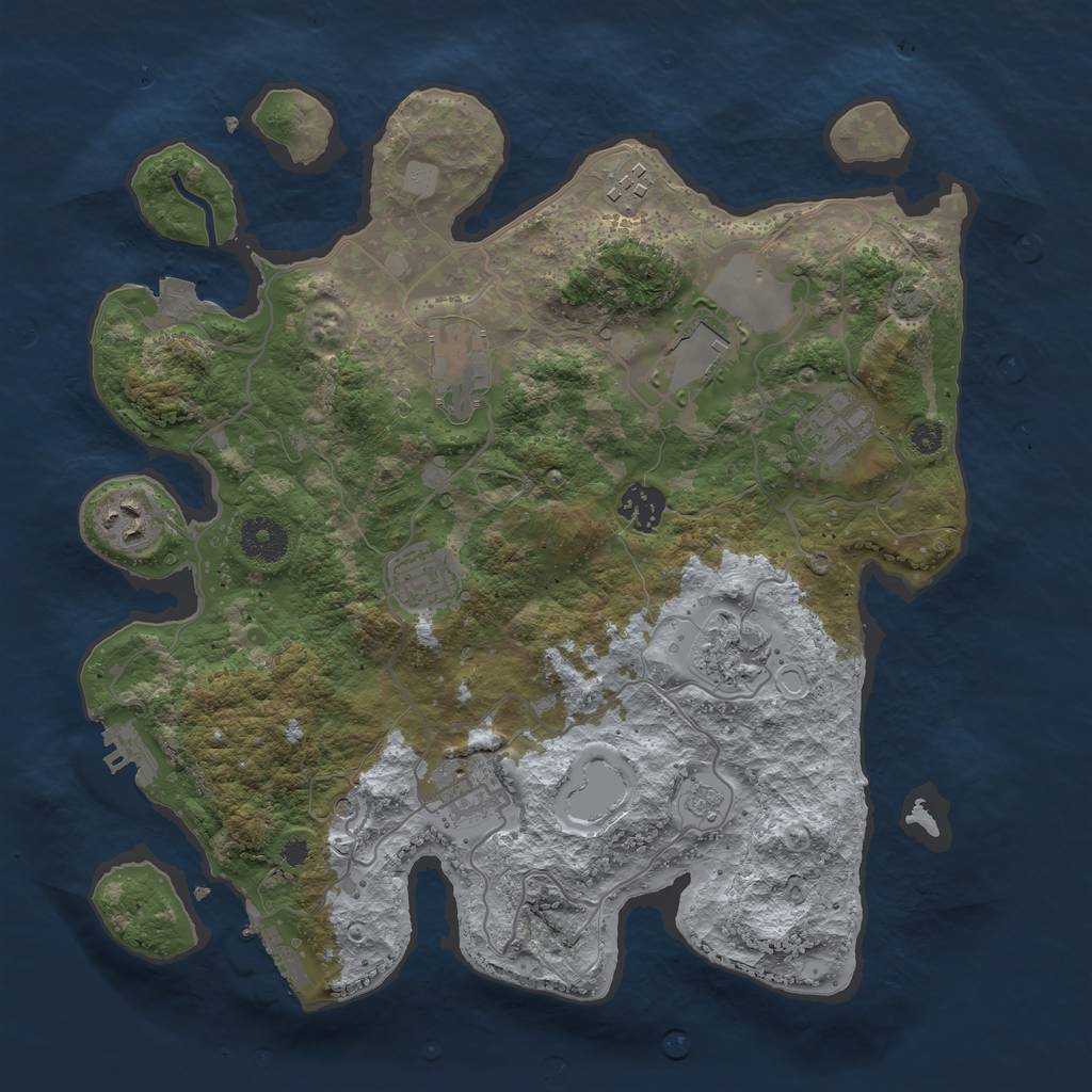 Rust Map: Procedural Map, Size: 3500, Seed: 357891877, 17 Monuments