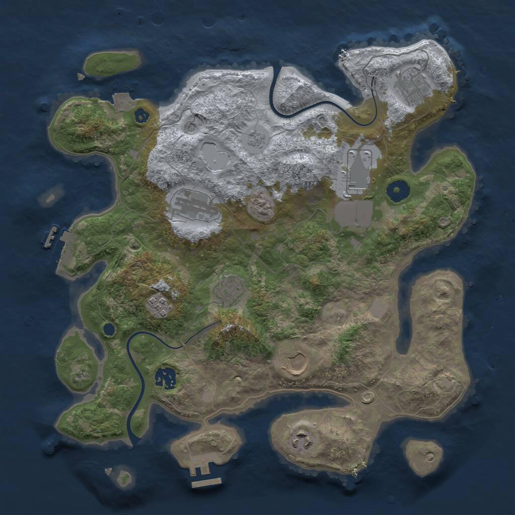 Rust Map: Procedural Map, Size: 3500, Seed: 474461480, 14 Monuments