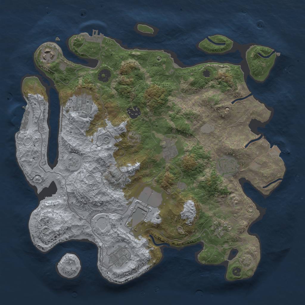 Rust Map: Procedural Map, Size: 3500, Seed: 278534313, 16 Monuments