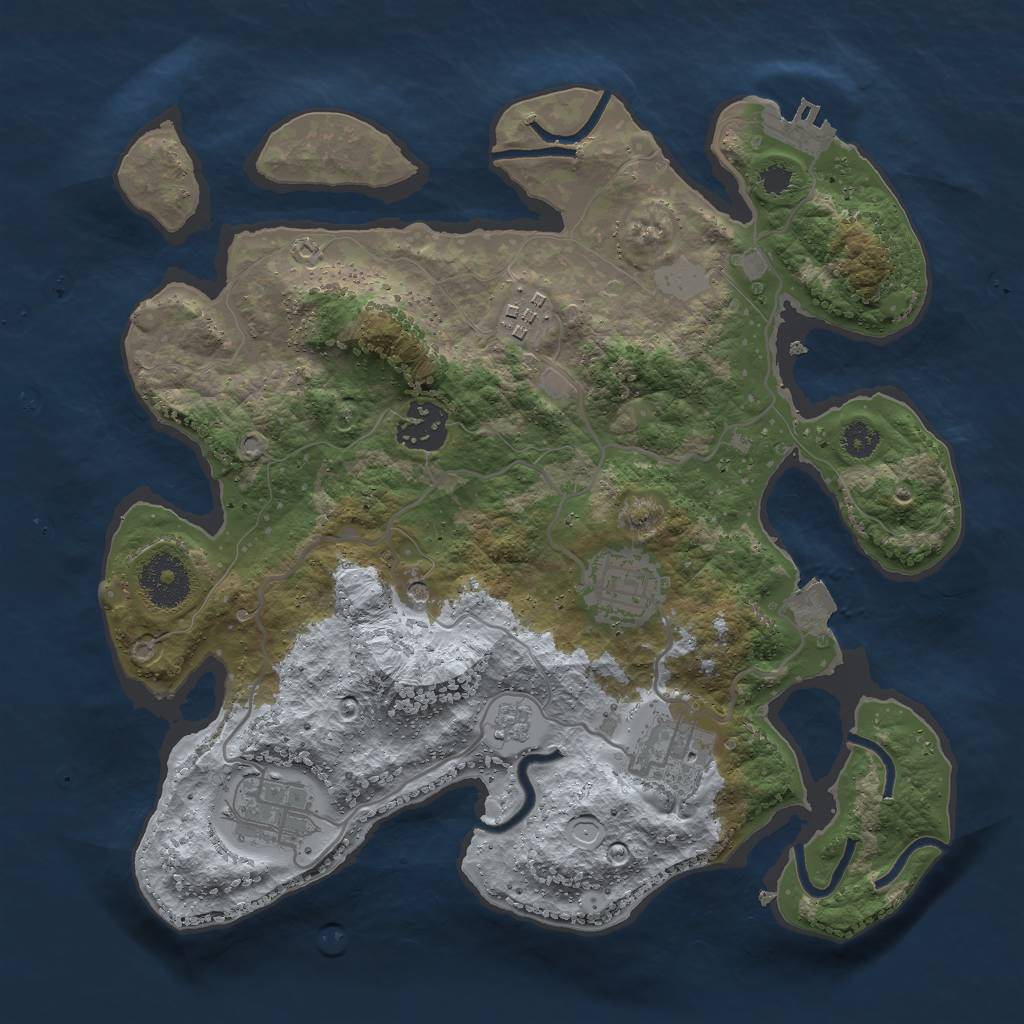 Rust Map: Procedural Map, Size: 3000, Seed: 1809167023, 11 Monuments