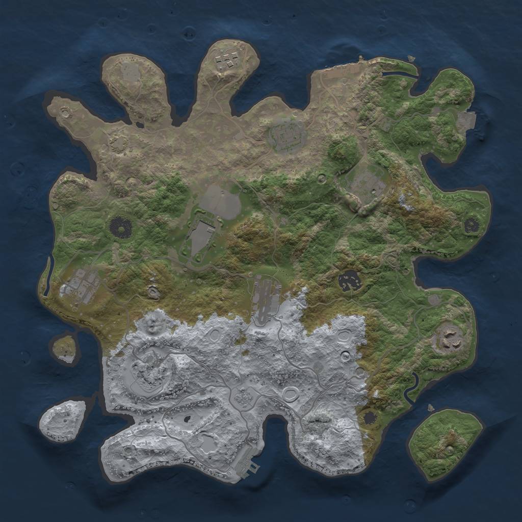 Rust Map: Procedural Map, Size: 3500, Seed: 738121092, 17 Monuments