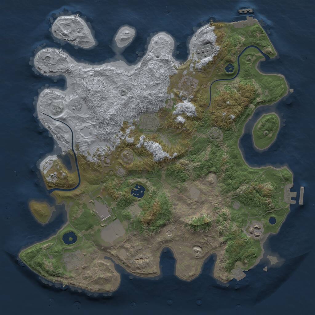 Rust Map: Procedural Map, Size: 3500, Seed: 1096350874, 14 Monuments